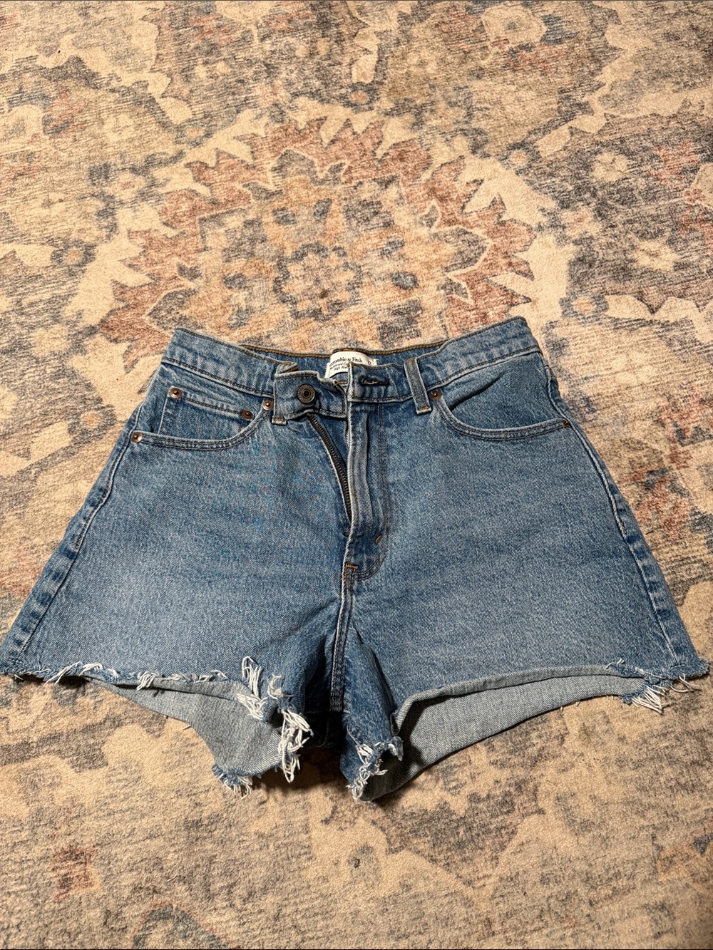 Abercrombie & Fitch Medium Blue High-Rise Denim Cutoff Shorts